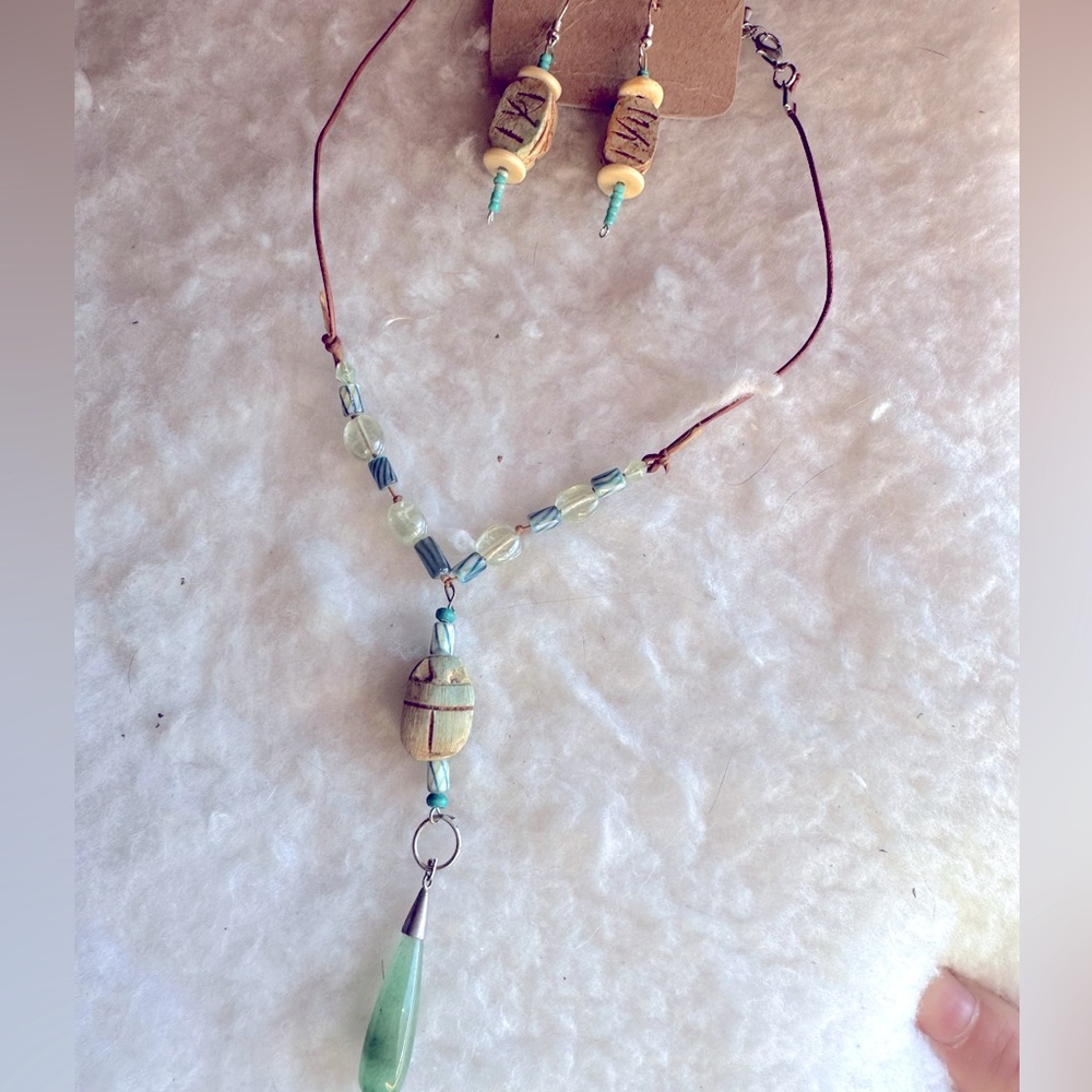 Wooden Bead 90s Y Necklace Handmade
